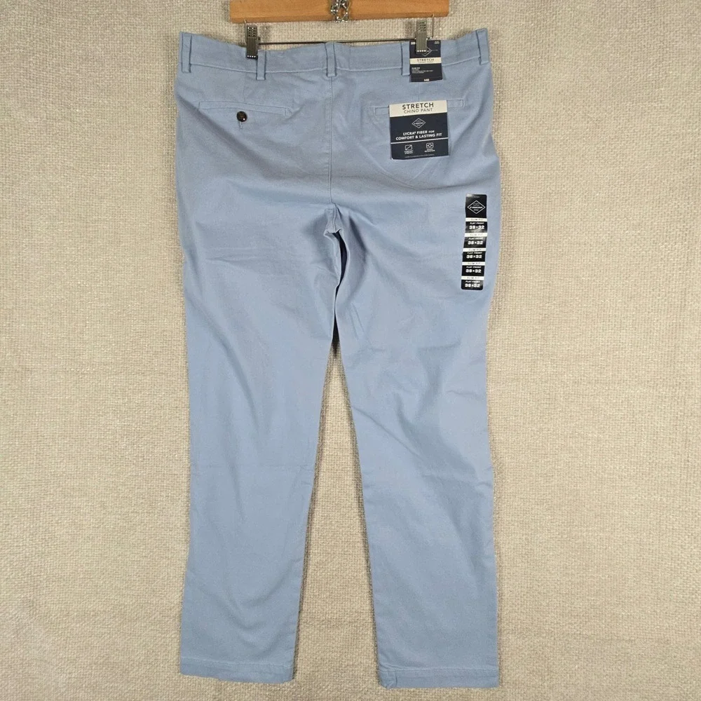 St Johns Bay Mens Slim Fit Stretch Chino Pants Forever Blue 38x32 New